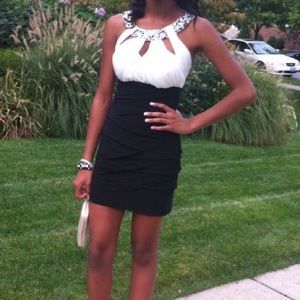 White & Black dress with embellished color